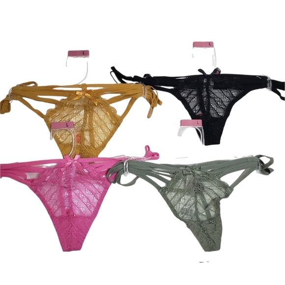 NWT 4 Piece Kiss & Tell Lace String Thong‎ Panties - Picture 1 of 8